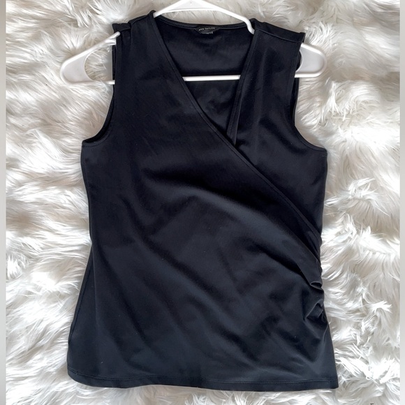 Ann Taylor Wrap Blouse in Black - Picture 2 of 5